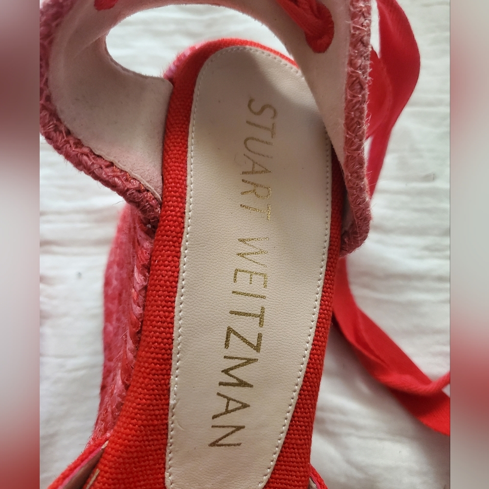 Stuart Weitzman Marguerita Espadrille Wedge Red Women's Shoes Size 6.5 - Picture 7 of 15